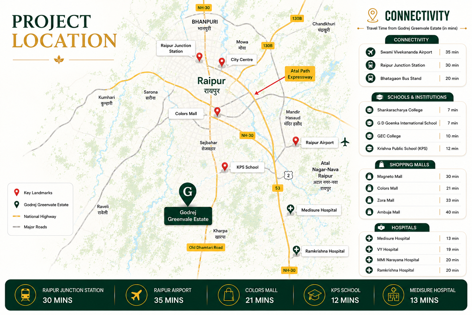 Godrej Greenvale Estate Raipur Luxury Location Map